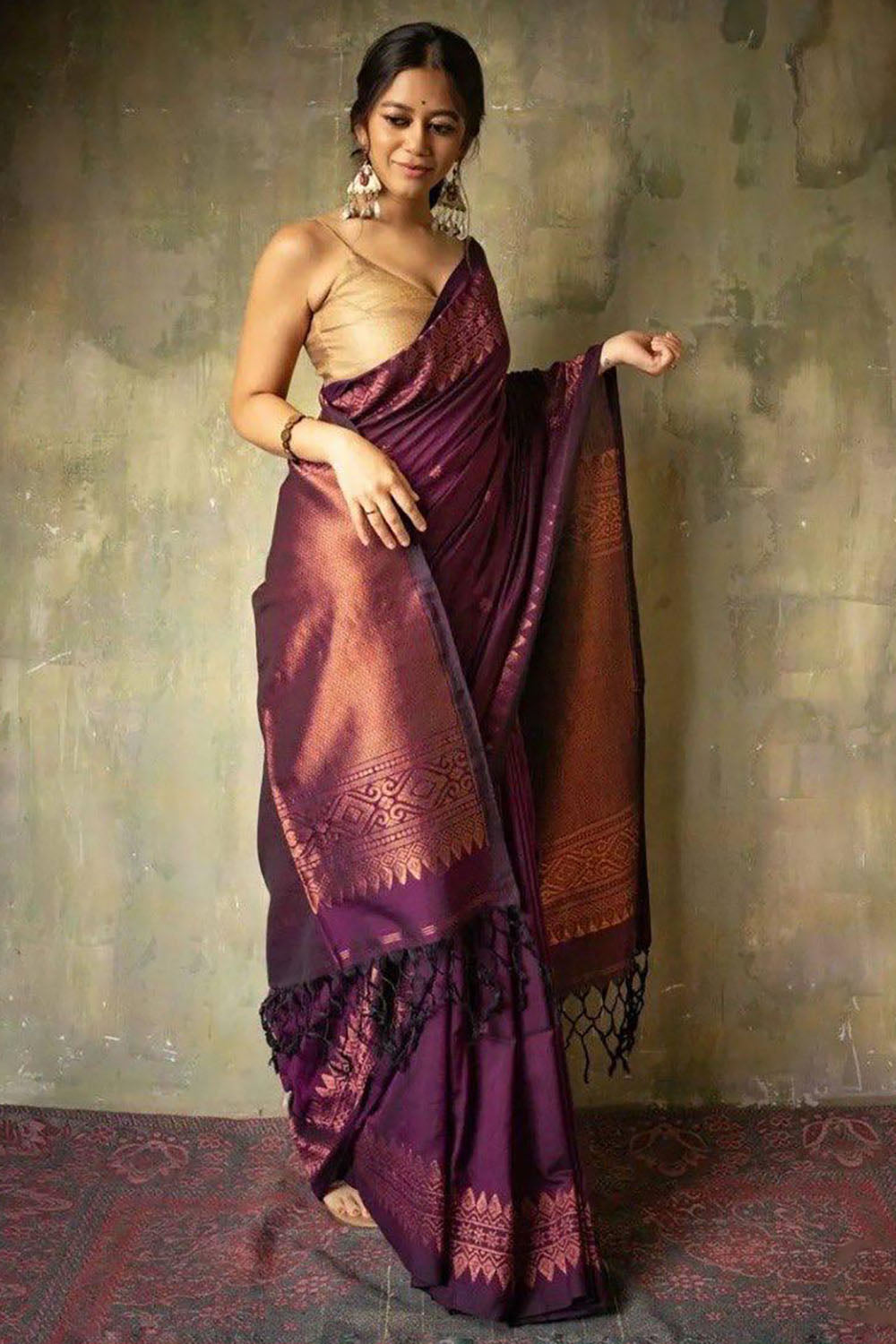 Purple Beautiful Soft Banarasi Silk Saree