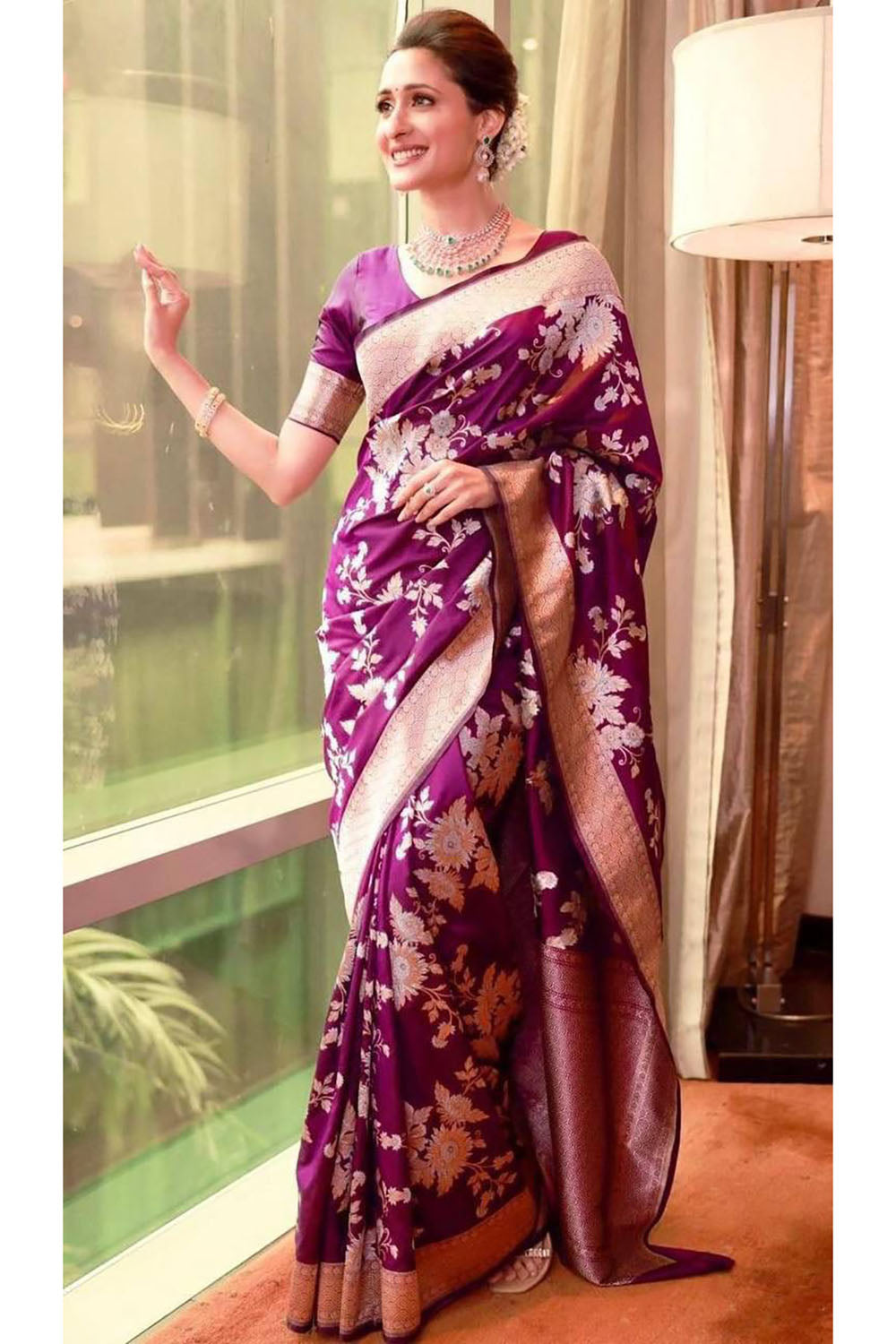 Purple Classic Soft Banarasi Saree