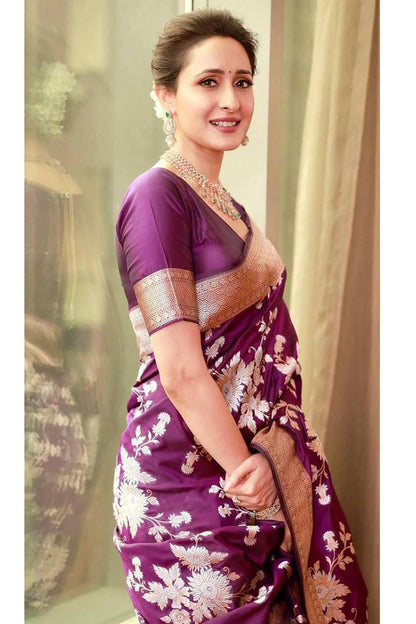 Purple Classic Soft Banarasi Saree