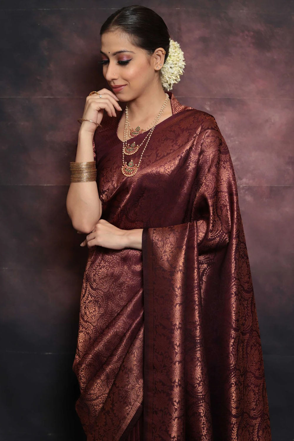 Brown Alluring Soft Banarasi Silk Saree