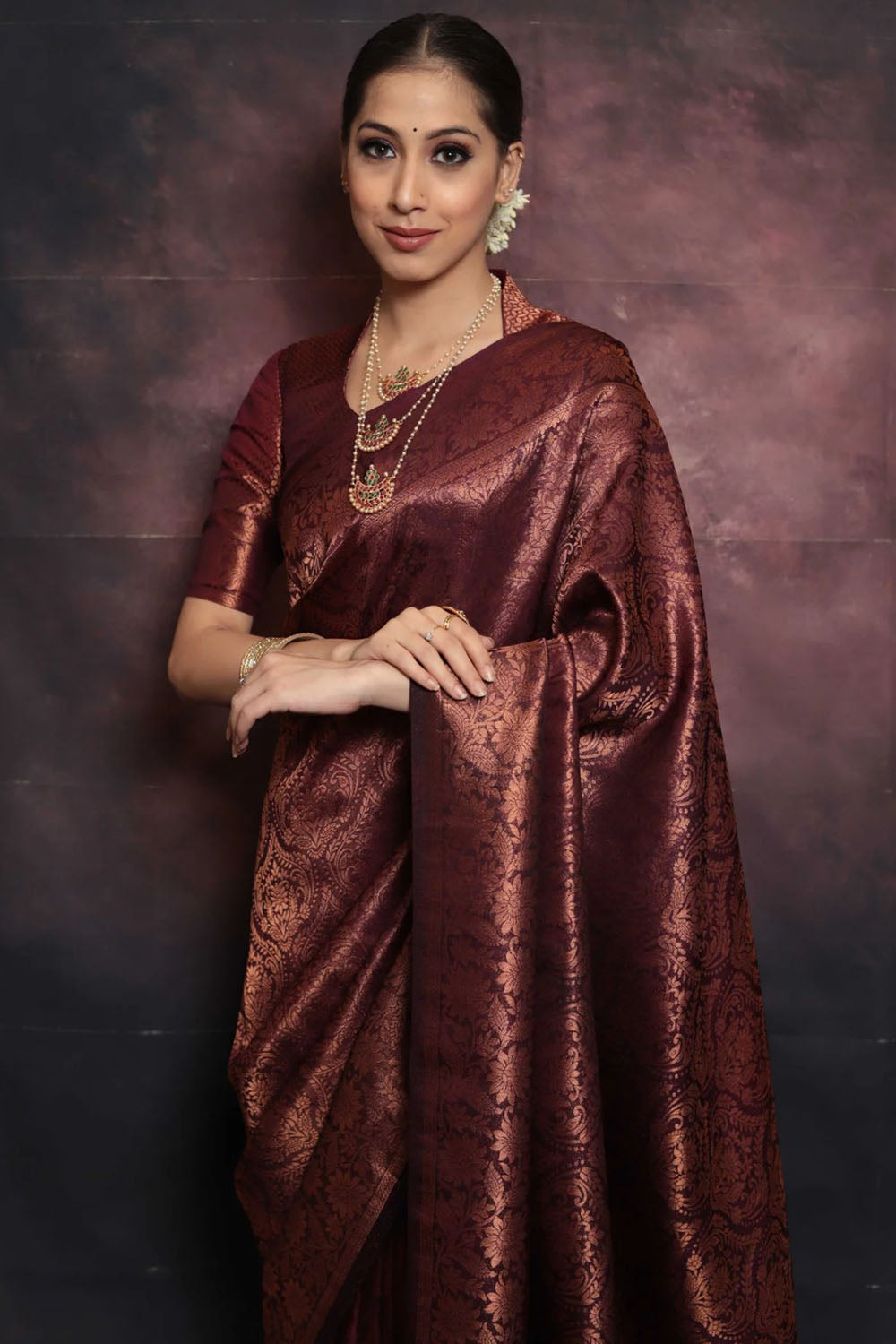 Brown Alluring Soft Banarasi Silk Saree