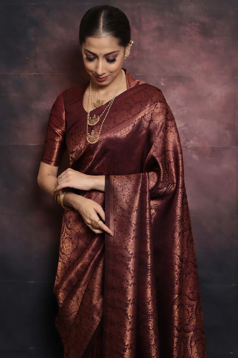 Brown Alluring Soft Banarasi Silk Saree