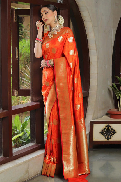 Orange Alluring Soft Banarasi Silk Saree