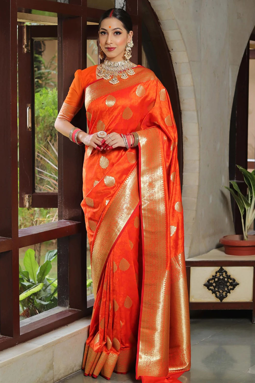 Orange Alluring Soft Banarasi Silk Saree