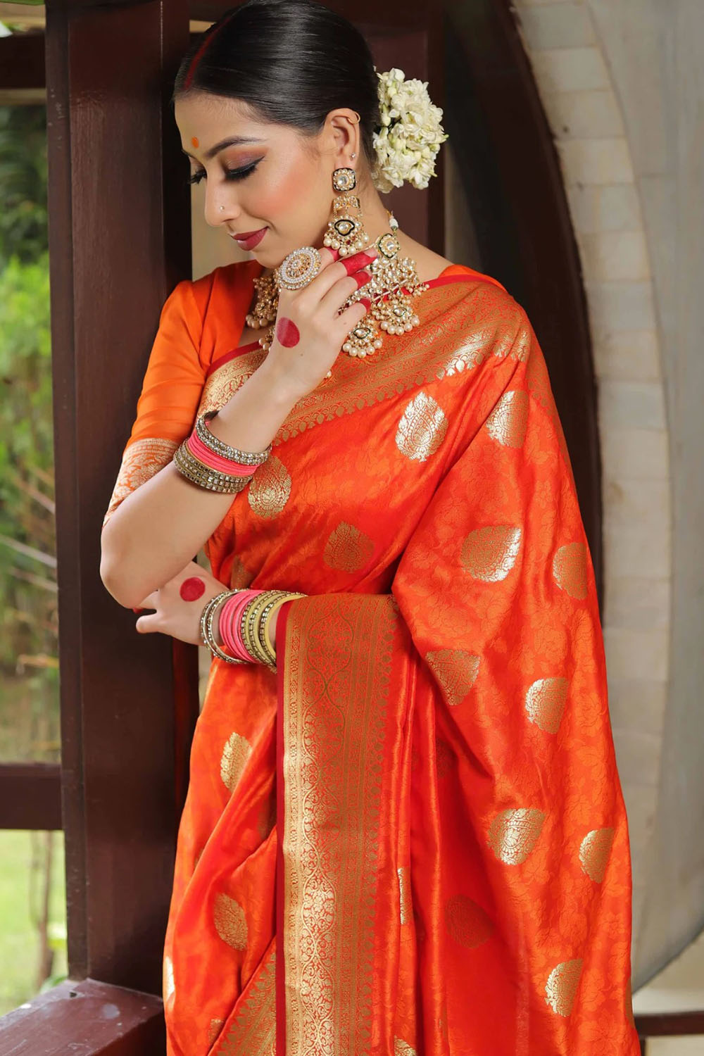 Orange Alluring Soft Banarasi Silk Saree