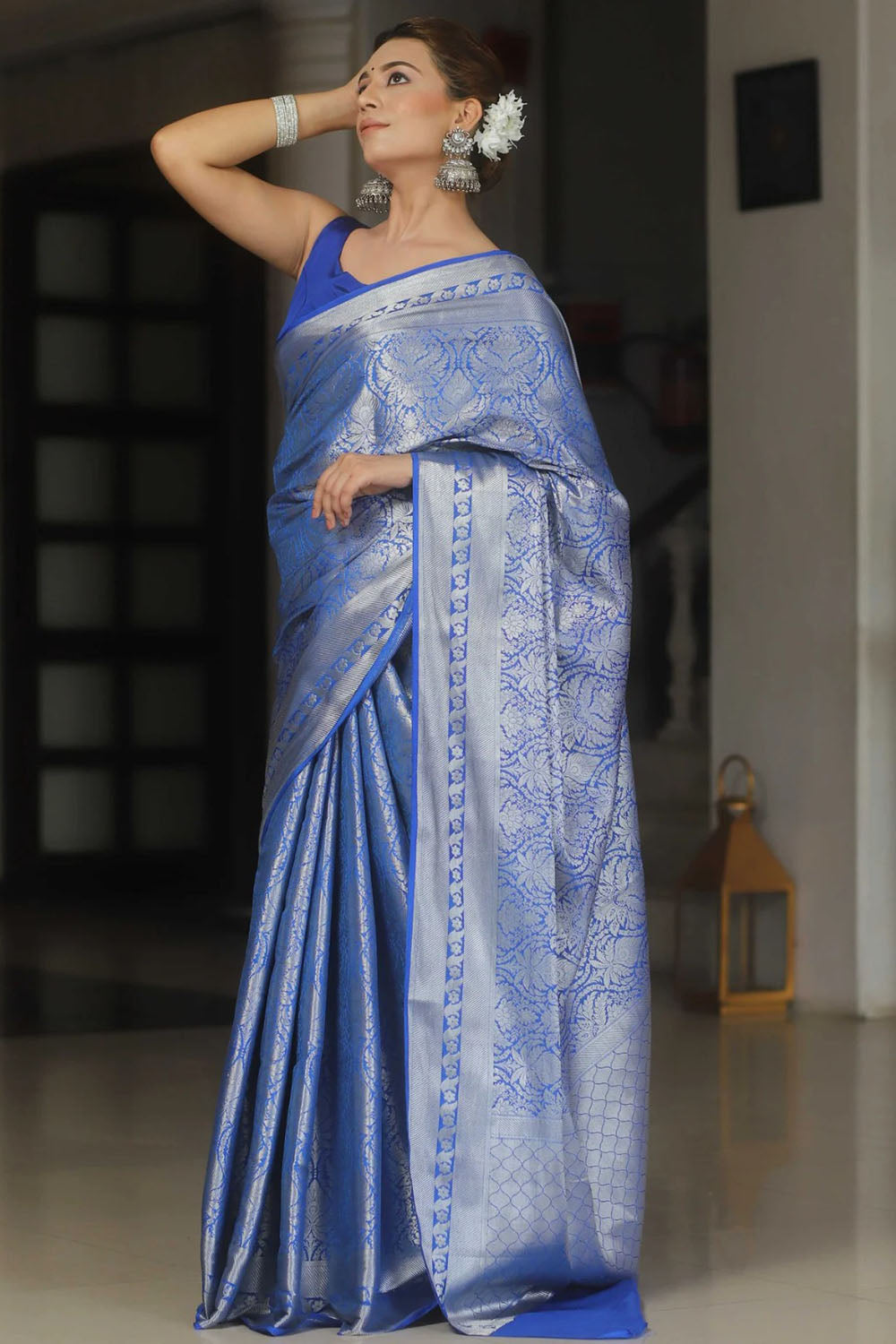 Blue Soft Banarasi Silk Saree