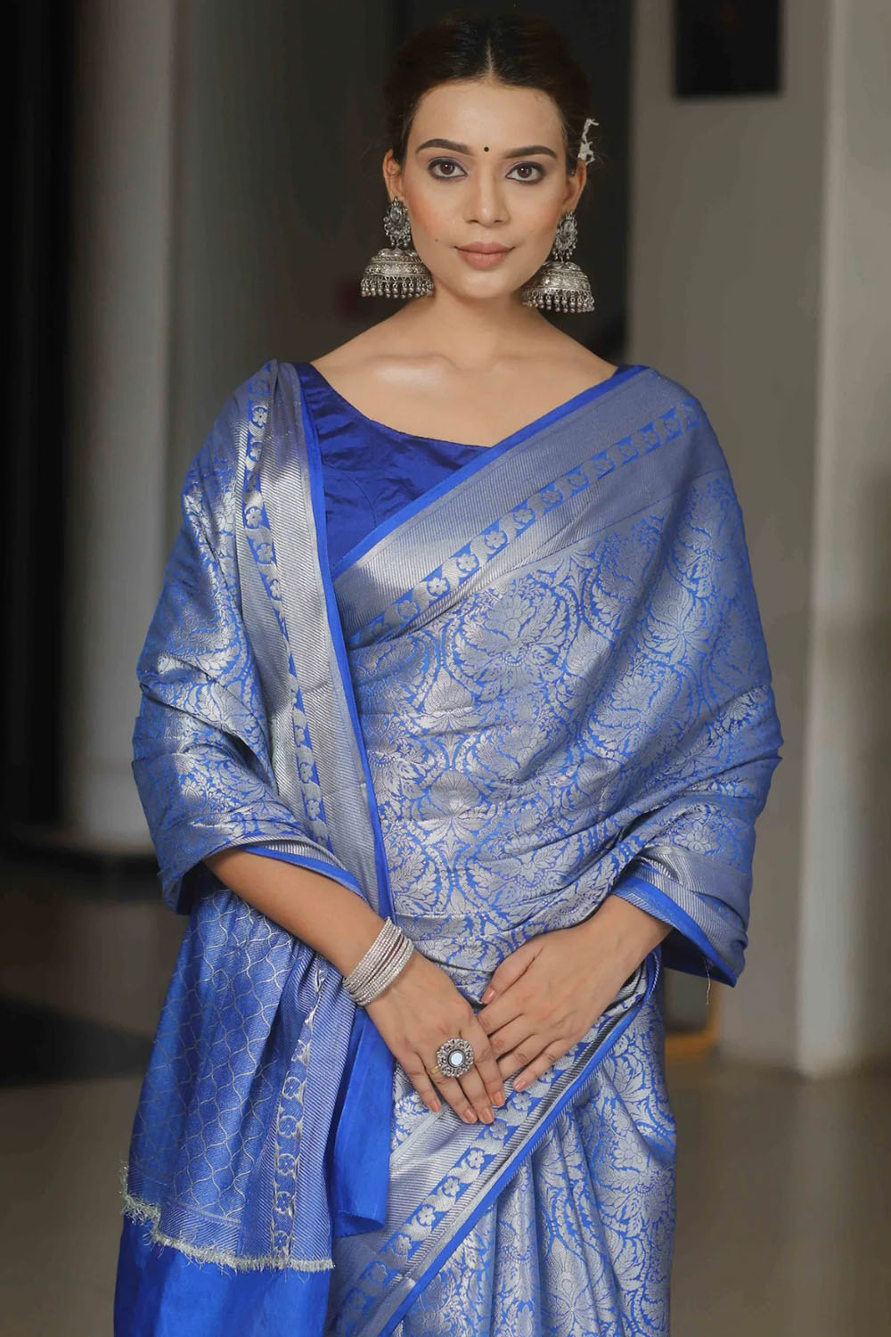 Blue Soft Banarasi Silk Saree