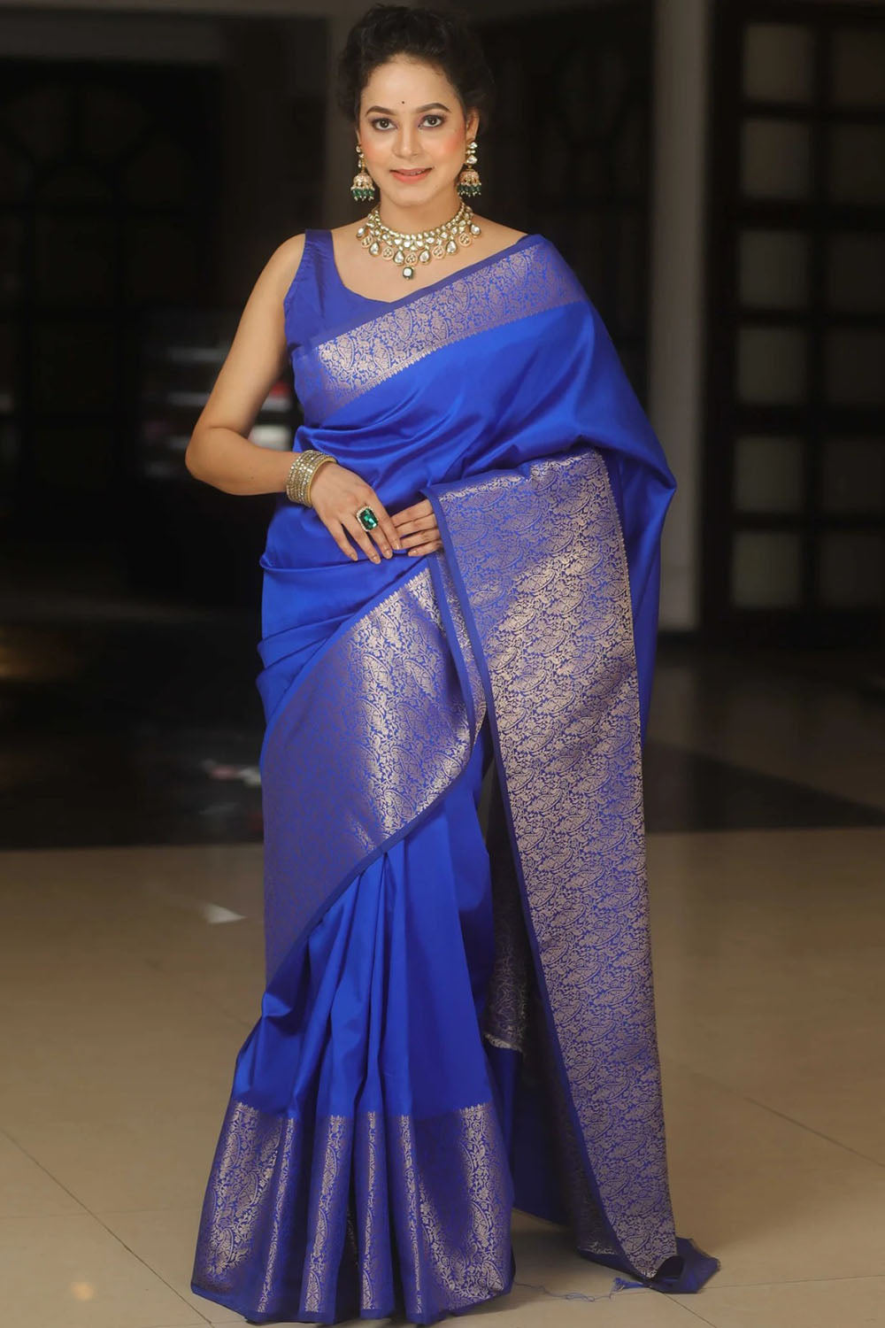 Blue Soft Banarasi Silk Saree