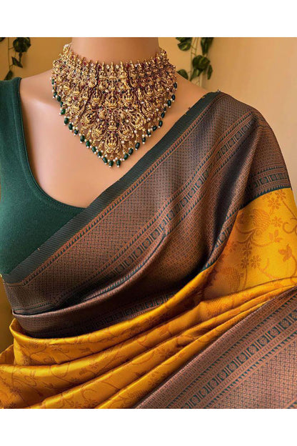 Mustured Soft Banarasi Silk Wedding Saree