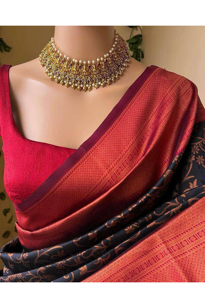 Cherry Red Soft Banarasi Silk Wedding Saree