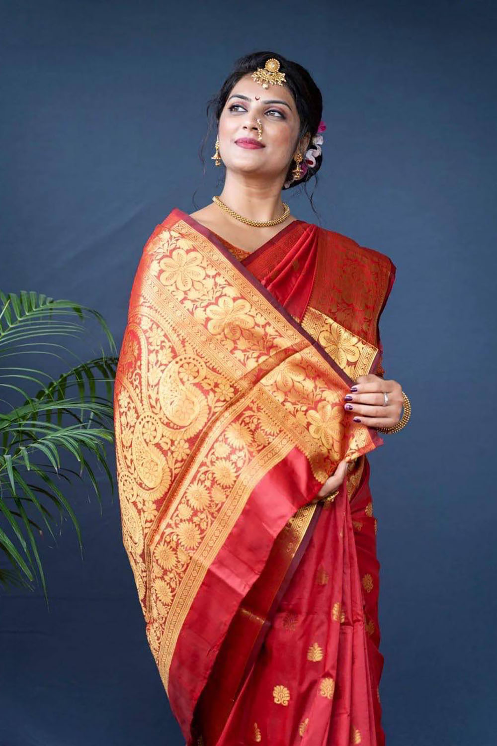 Red beautiful Banarasi Soft Silk Saree