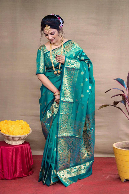 Rama beautiful Banarasi Soft Silk Saree