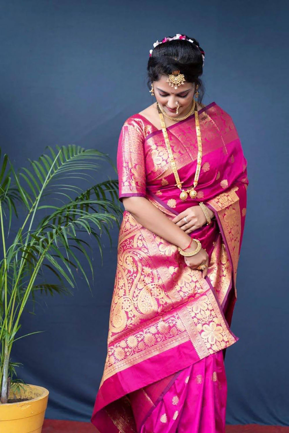 Pink Beautiful Banarasi Soft Silk Saree