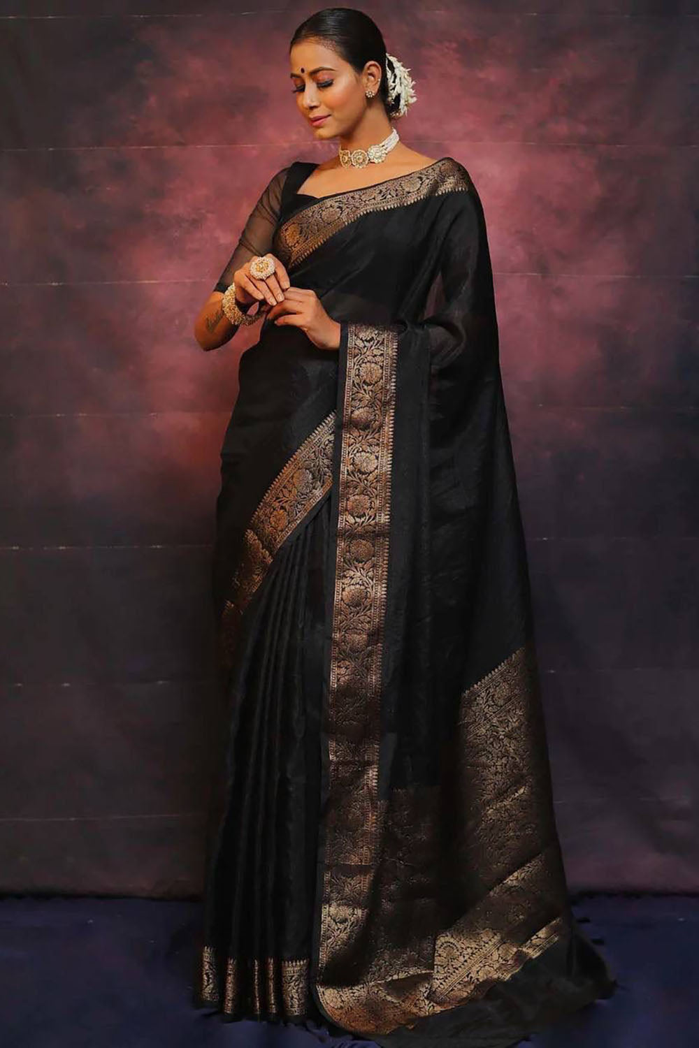 Black Banarasi Silk Wedding Saree