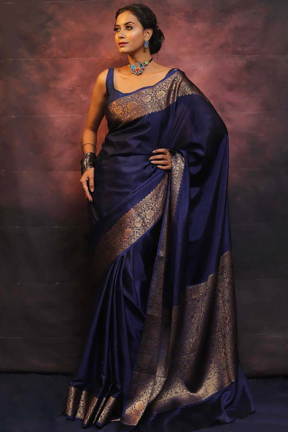 Rich Blue Banarasi Silk Wedding Saree