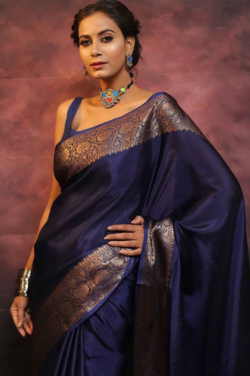 Rich Blue Banarasi Silk Wedding Saree