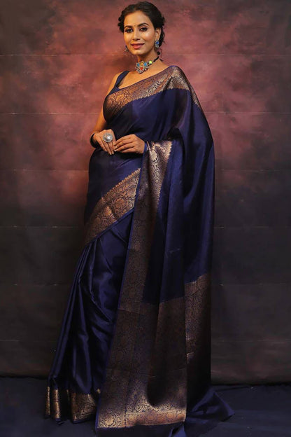 Rich Blue Banarasi Silk Wedding Saree