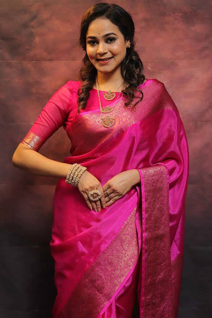 Pink Banarasi Silk Wedding Saree