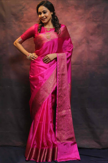 Pink Banarasi Silk Wedding Saree