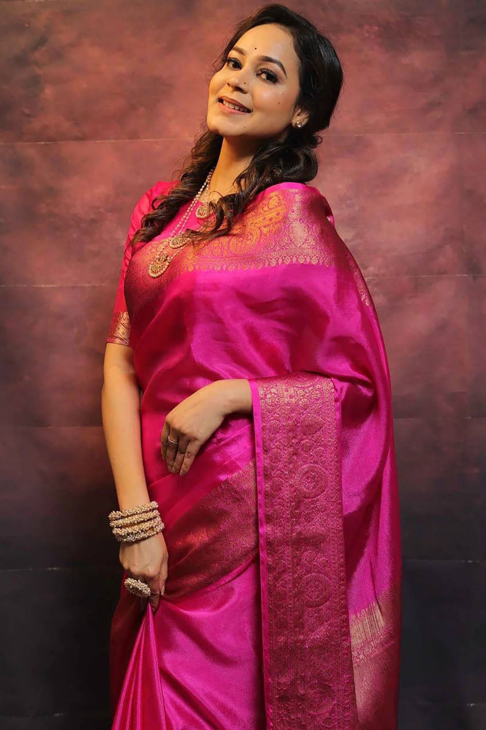 Pink Banarasi Silk Wedding Saree