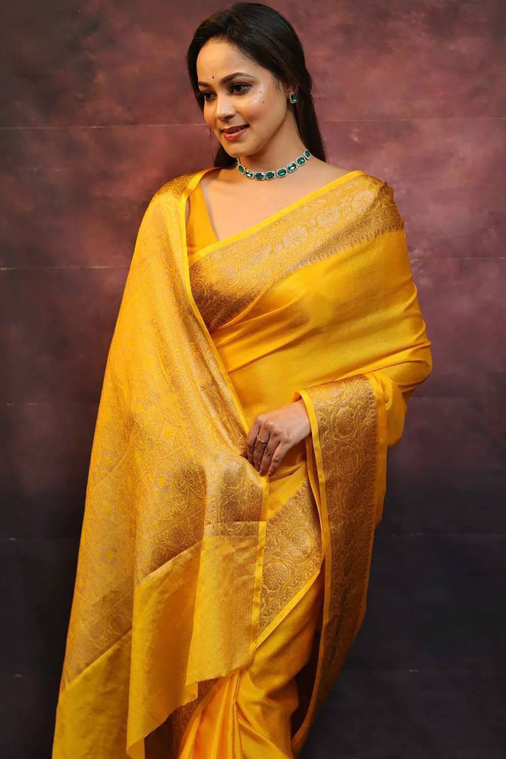 Yellow Banarasi Silk Wedding Saree