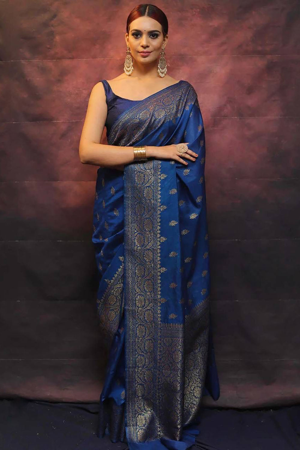 Blue Banarasi Soft Silk Saree