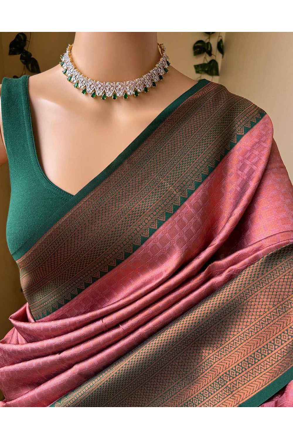 Pink New Look Banarasi Silk Wedding Saree