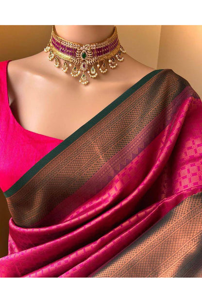 Pink Banarasi Silk Wedding Saree