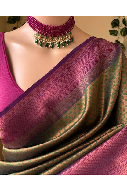 Bottle Green Banarasi Silk Wedding Saree