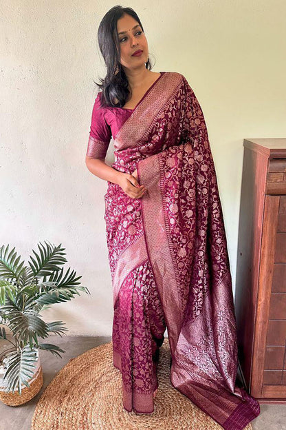 Purple Classic Soft Banarasi Saree