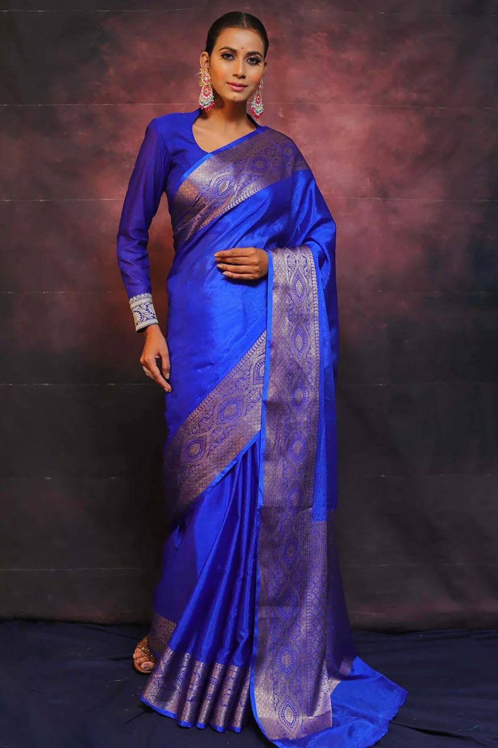 Blue Banarasi Soft Silk Saree