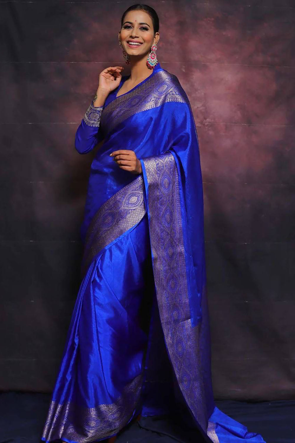 Blue Banarasi Soft Silk Saree