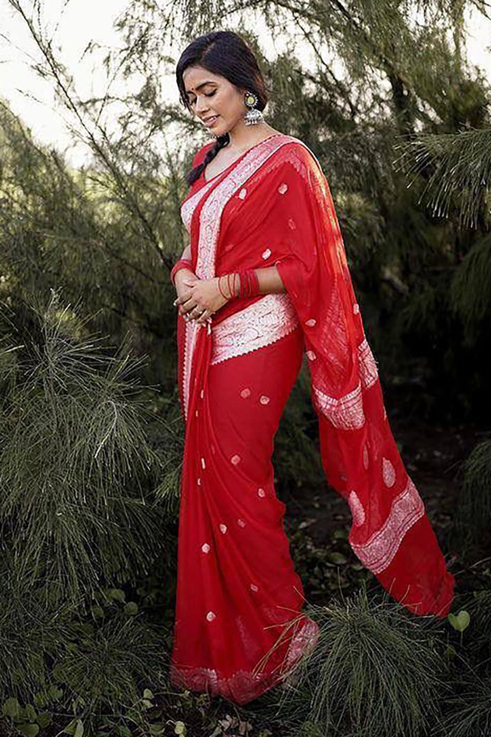 Red Soft Silk Saree with blouse