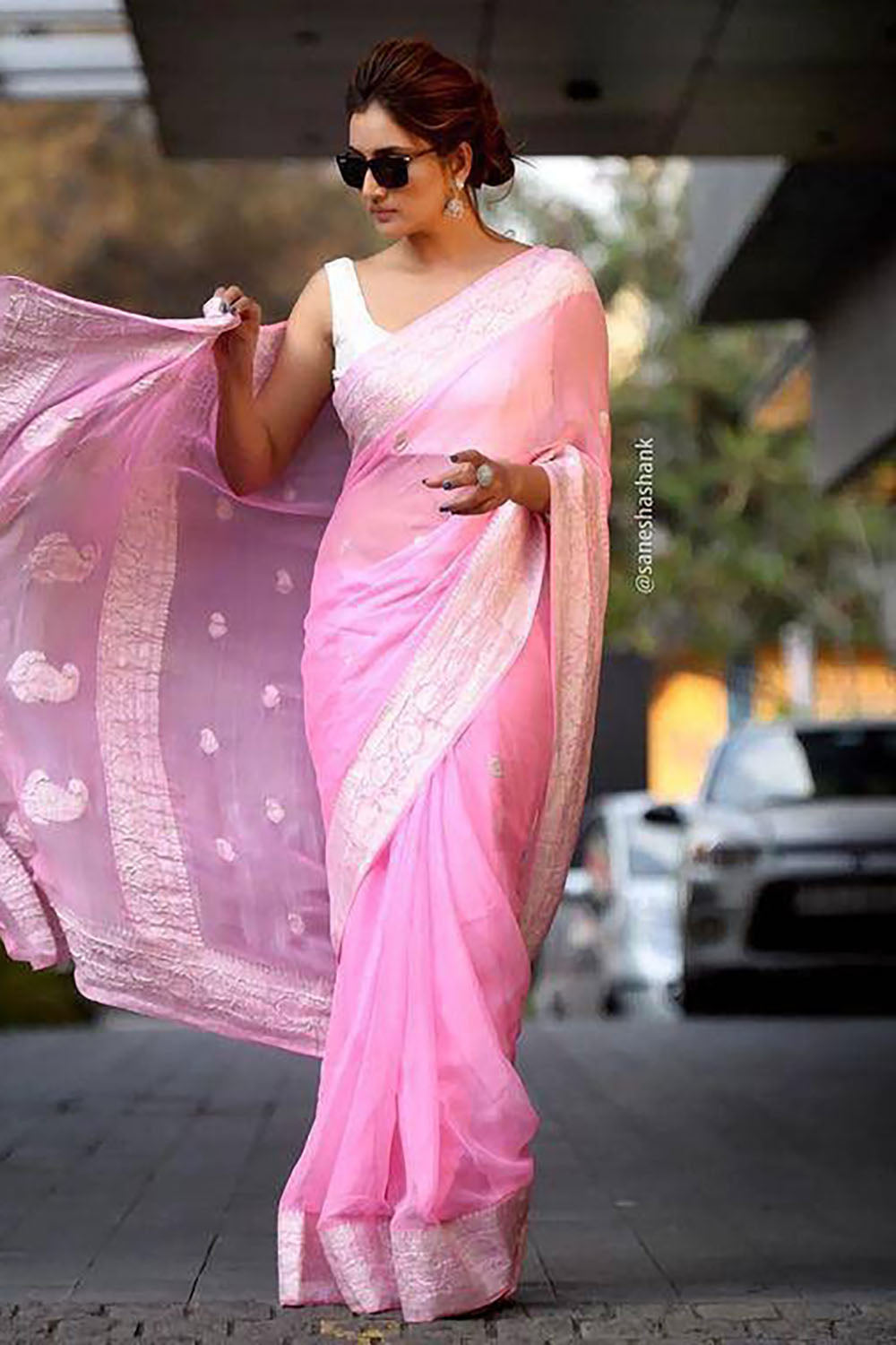 Baby Pink Soft Silk Saree with blouse