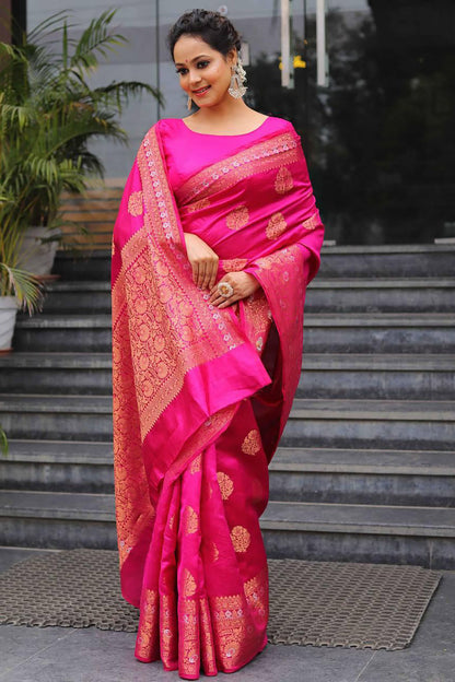 Pink Soft Banarasi Saree