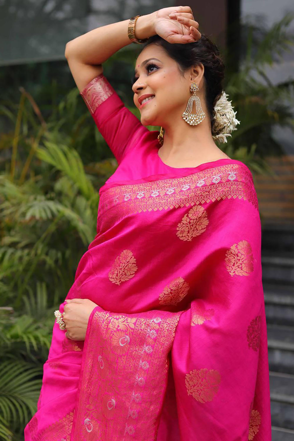 Pink Soft Banarasi Saree