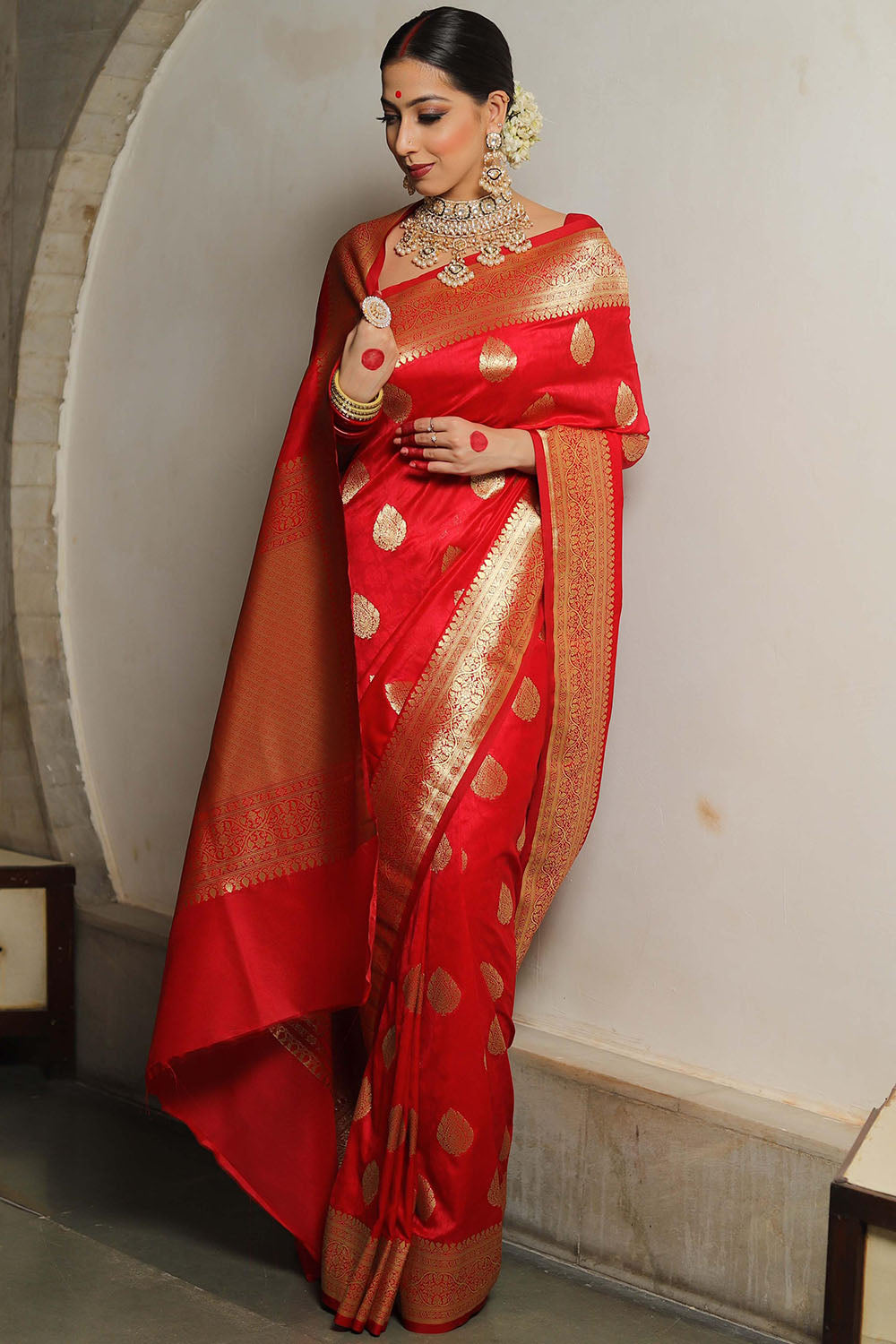 Red Soft Banarasi Saree