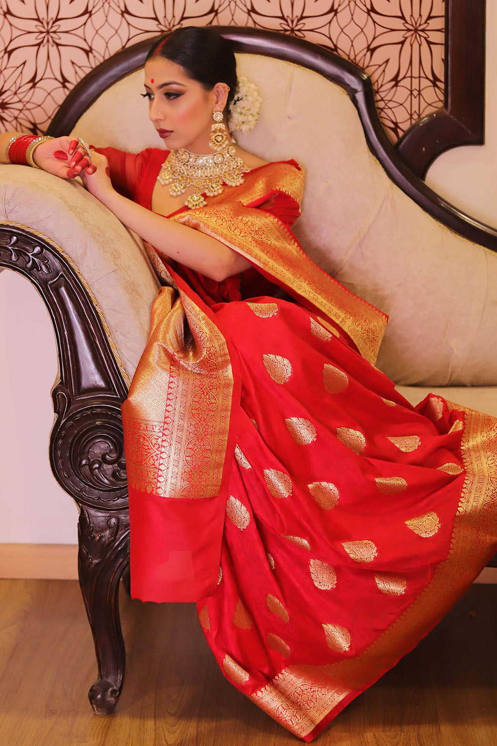 Red Soft Banarasi Saree