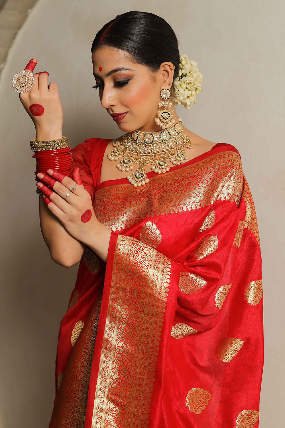 Red Soft Banarasi Saree