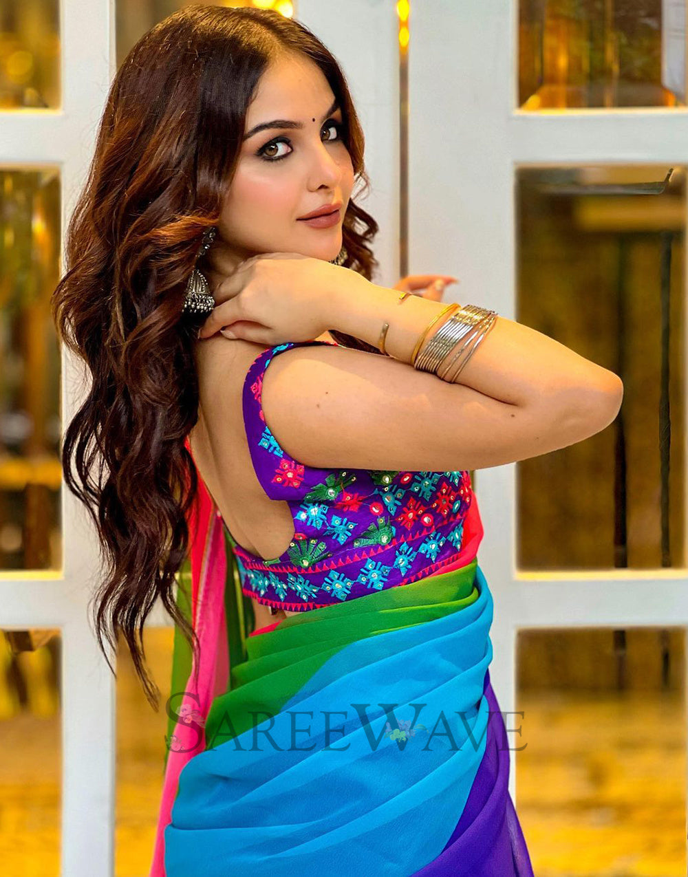 Alia Bhatt Soft Georgette Multi Color Saree