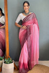 Pink Striped Chiffon Ready To Wear Saree