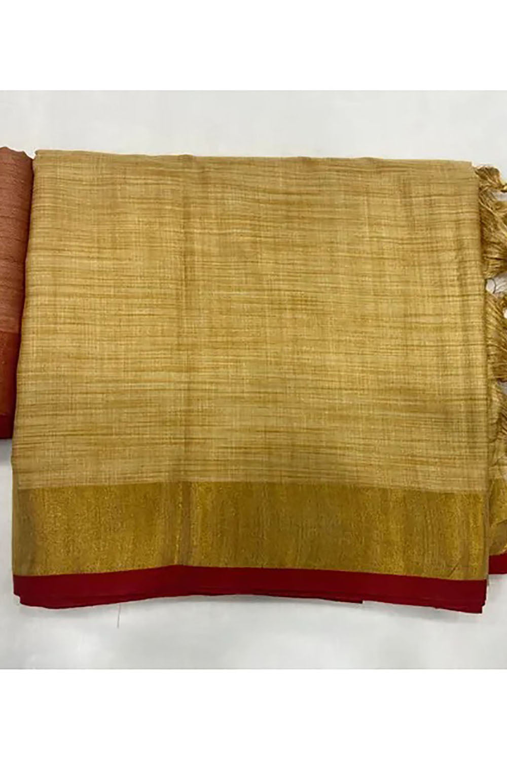 Chiku Color Linen Silk Saree With Weaving Work