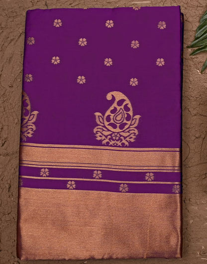 Purple Colour Soft Lichi Silk Saree With Blouse