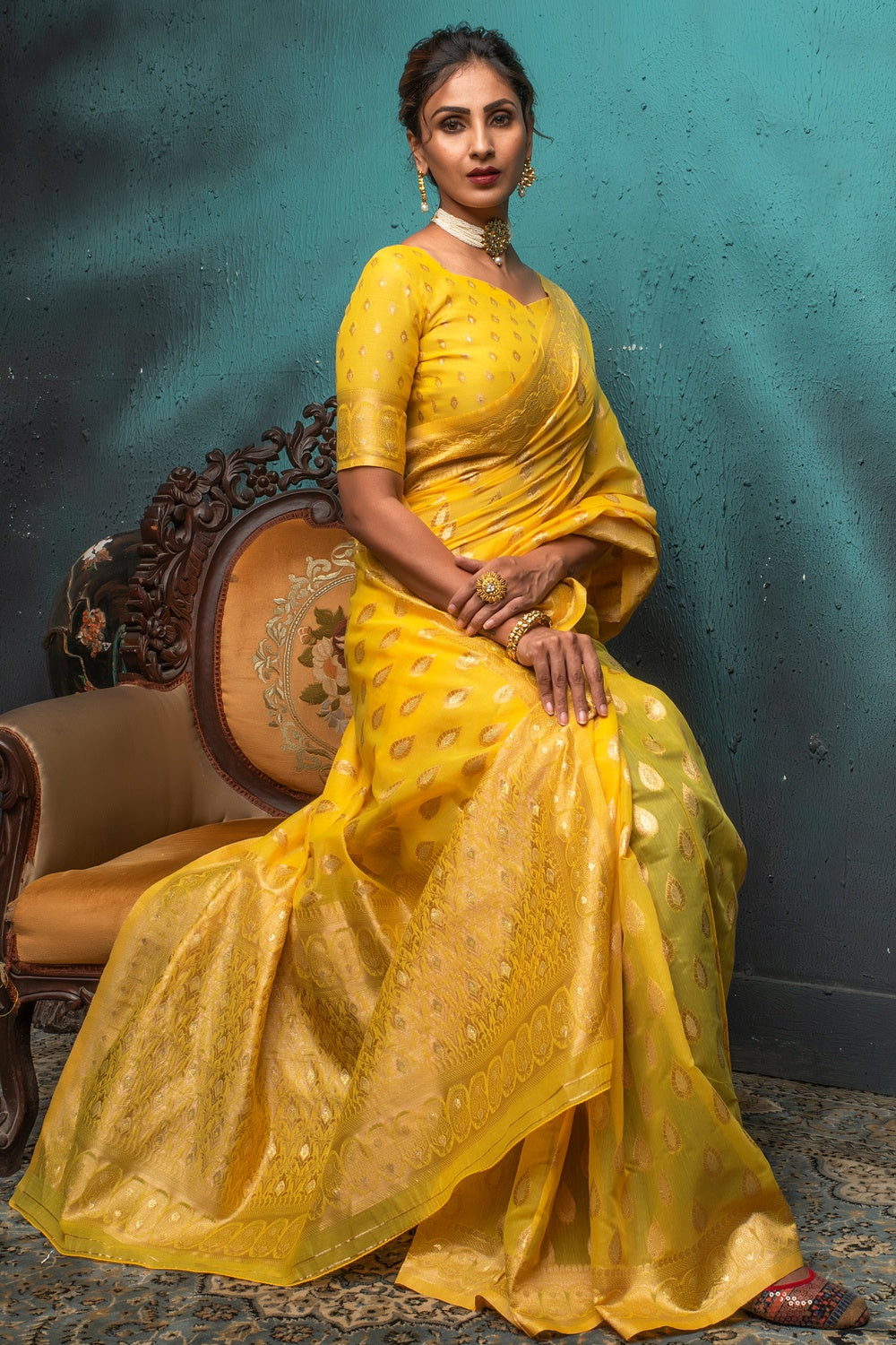 Buy Handloom Cotton Saree In Turmeric Yellow Color Online - SARV06585 |  Andaaz Fashion