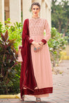 Light Peach Georgette With Embroidery & Sequins Work Salwar Suit