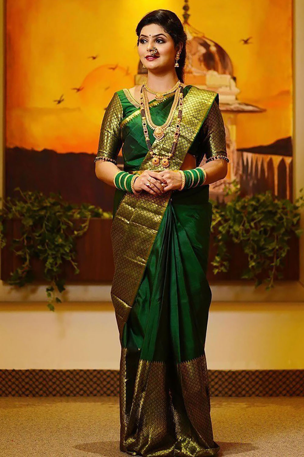 Evergreen Soft Silk With Heavy Jaquard Border Design Saree