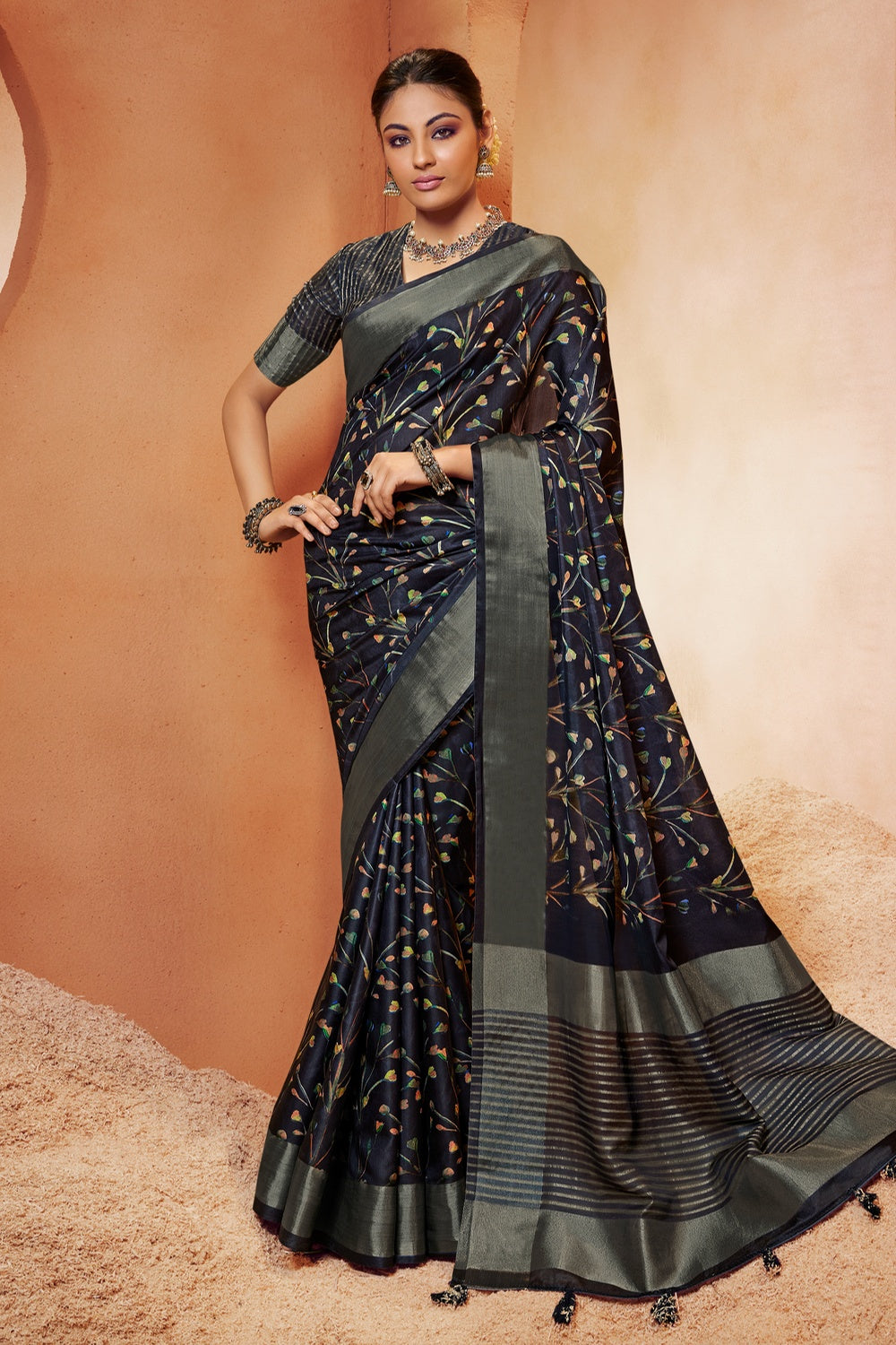 Black Sarees | Black Saree Online | Black Silk | Black Cotton – BharatSthali