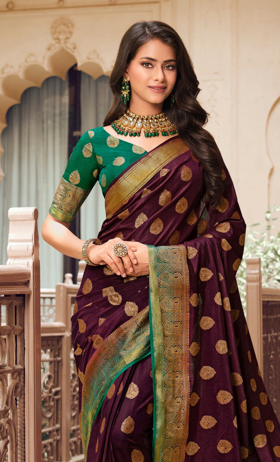 Green & Maroon Bandhej Saree Dolly, Art Silk, 6.3 at Rs 599 in Kannad
