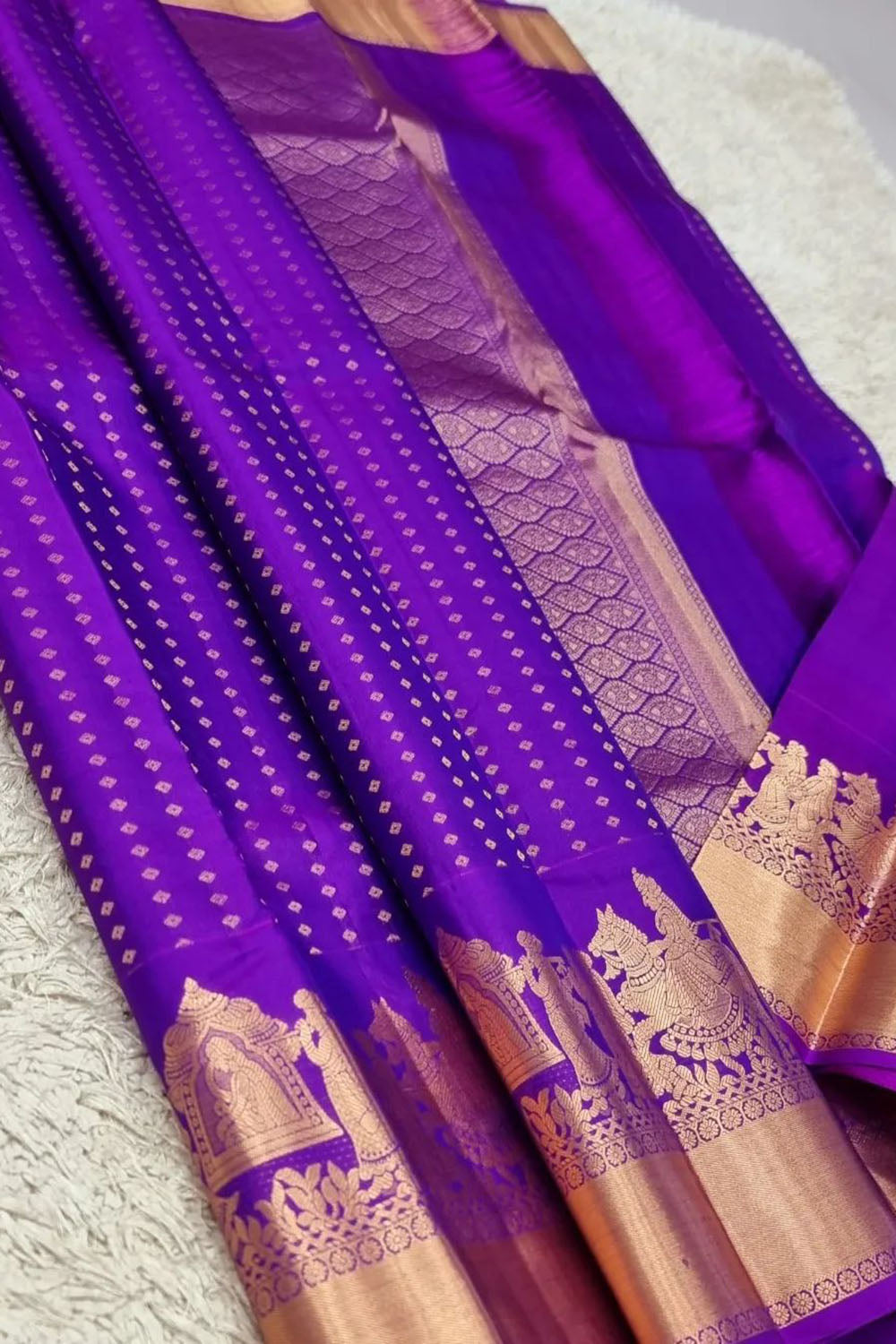 Violet Banarasi Silk Saree With Zari Weaving Work