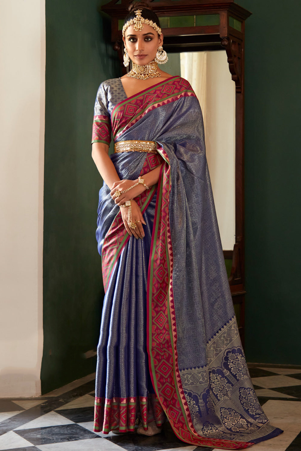 Buy Royal Blue Silk Saree With Silk Blouse Online - SARV01924 | Andaaz  Fashion